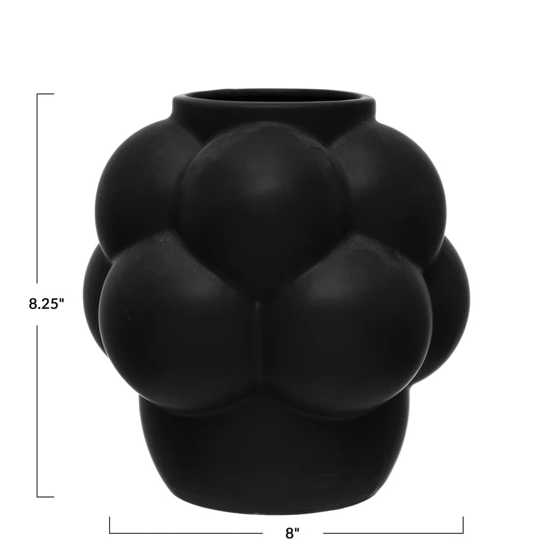 Stoneware Vase with Raised Dots and Matte Finish