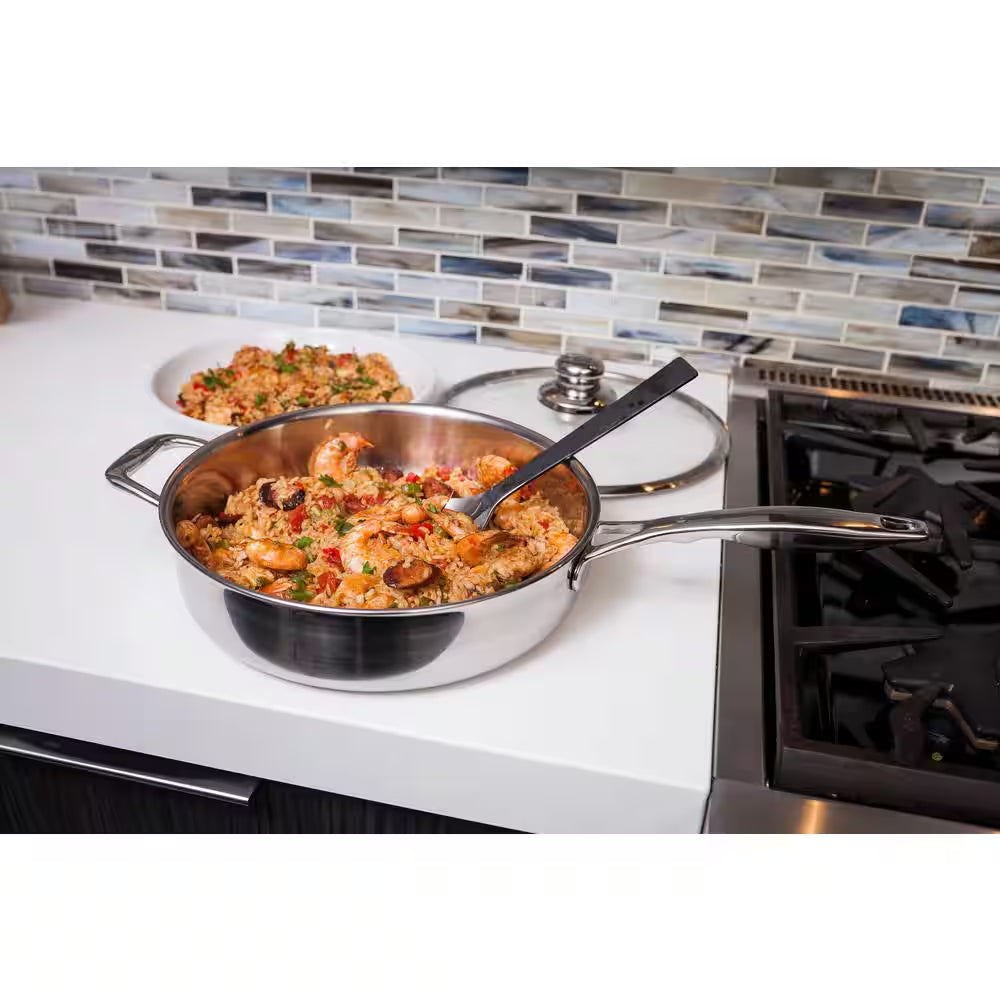 Stainless Steel 11 In. (4.2 Qt) Saute Pan Premium Clad Induction Includes Lid