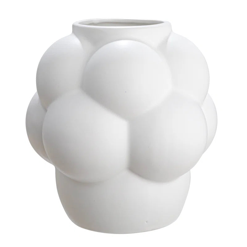 Stoneware Vase with Raised Dots and Matte Finish