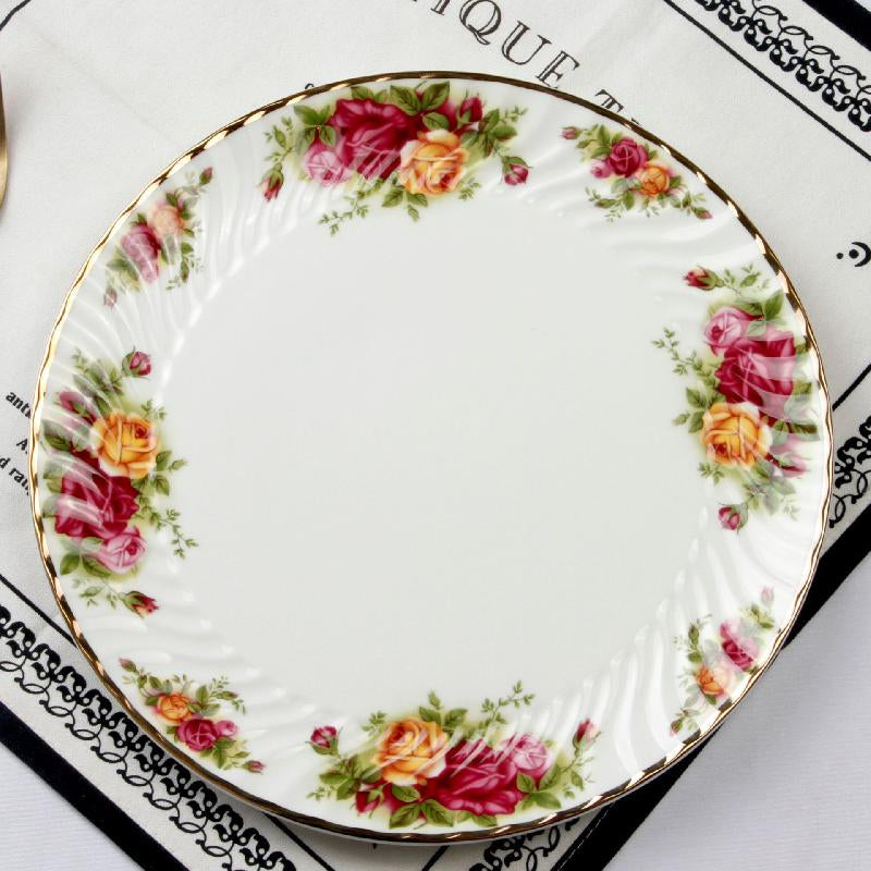 Chinese-Style Bone China European-Style Retro Household Tableware Plate Dishes Western-Style Plate Set Ceramic Gift Box