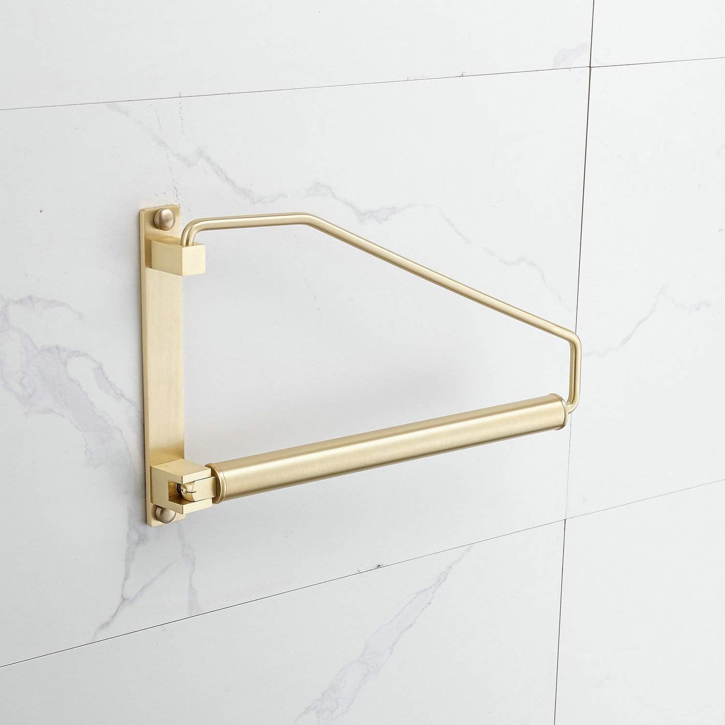 Folding Wall Mounted Clothes Hanger Rack Clothes Hook Solid Brass with Swing Arm Holder Clothing Hanging System Closet Storage Organizer Heavy Duty Drying Rack Wall Mount,Brushed Gold