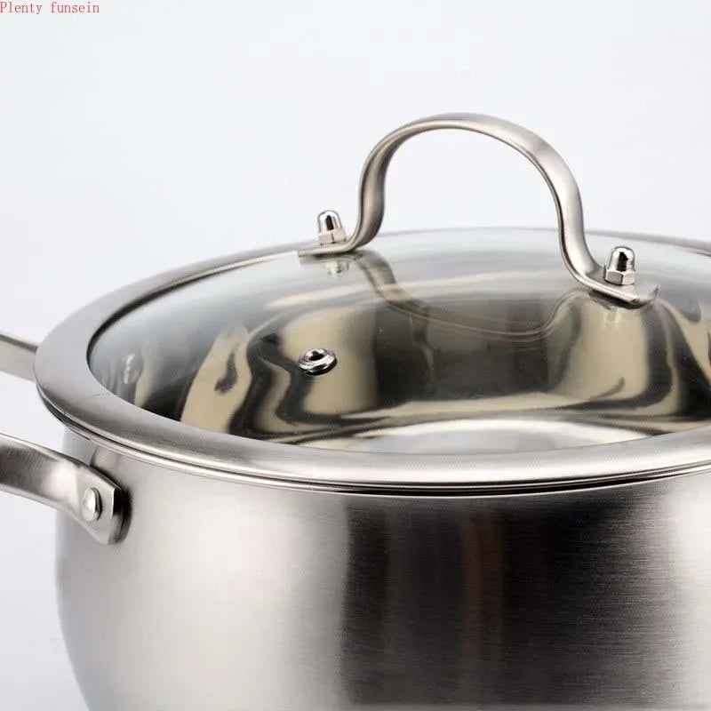 Stainless Steel Soup Pot Thickened Double Ear Milk Pot Double Bottom Non-Magnetic Hot Pot