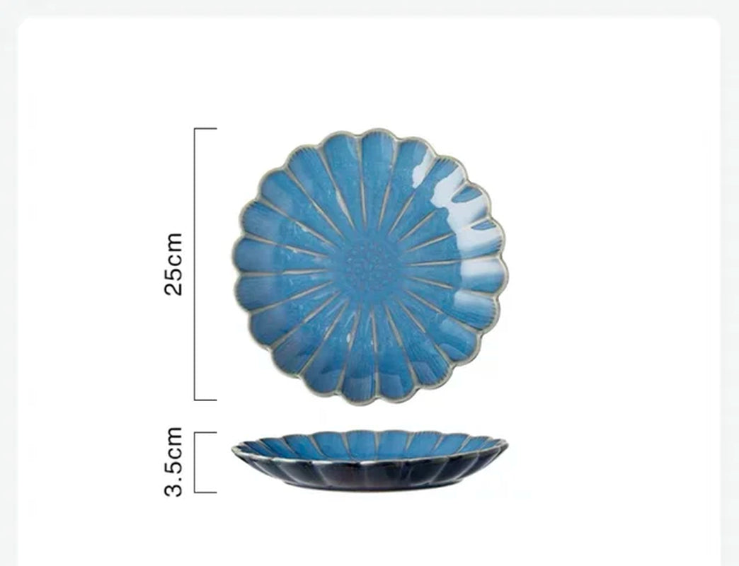 Dinner Plate Home Patera Na Ciasto Nordic Ceramic Tableware Dinner Plate Net Red Steak Western Food Plate Petal Kiln Glazed