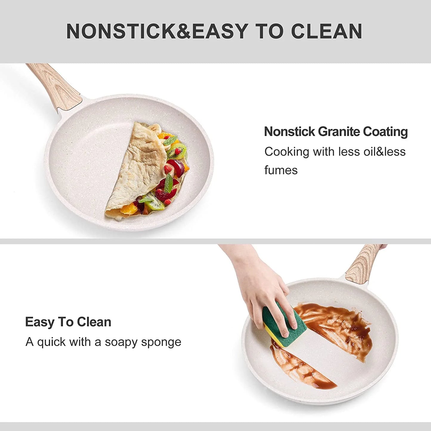 11 Pieces Pots and Pans Set Nonstick Cookware Sets Granite Kitchen Pot Set with Frying Pan, Grill Pan