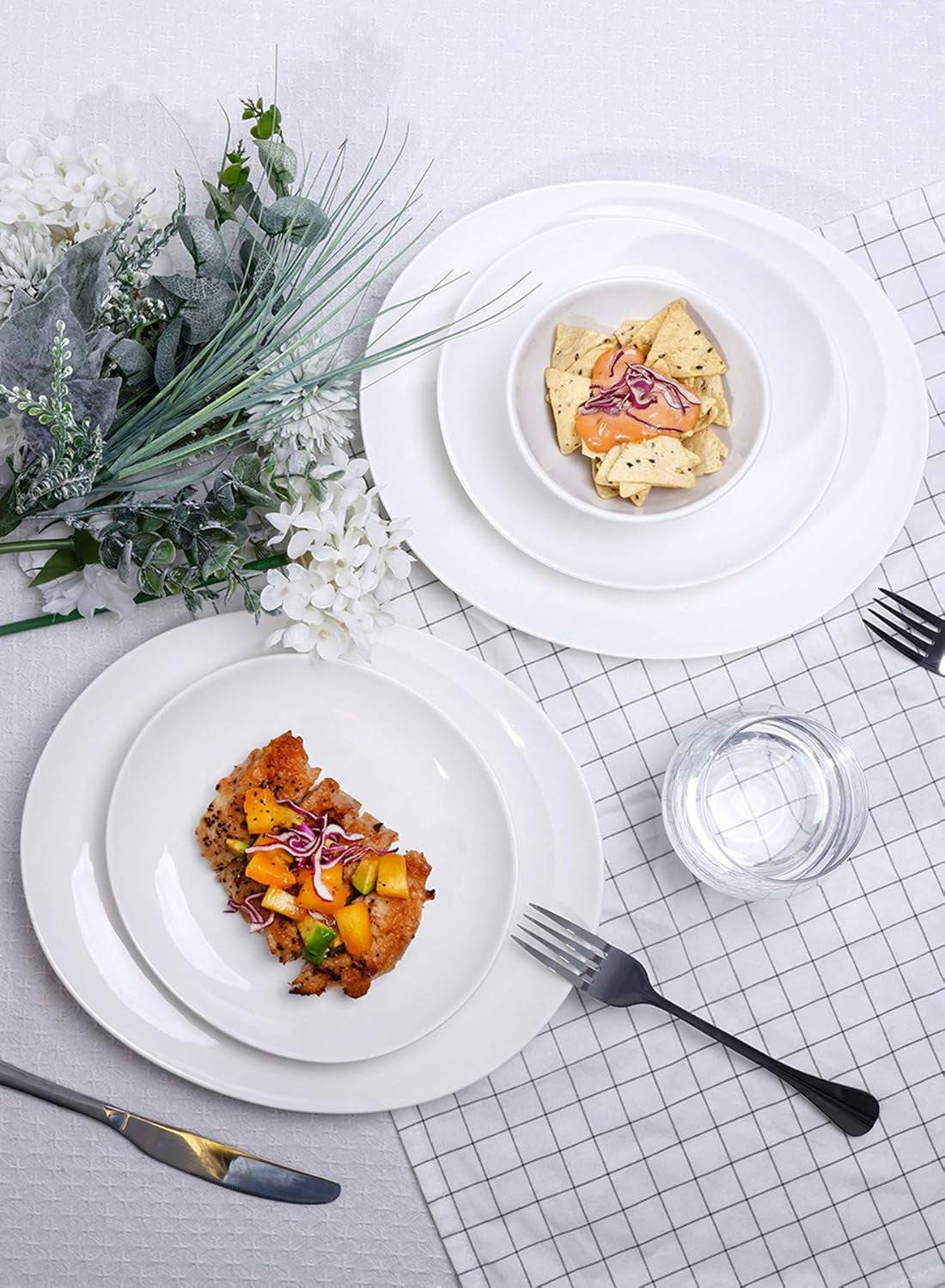 151.401 Porcelain Dessert Salad Plates - 7.8 Inch - Set of 4, White