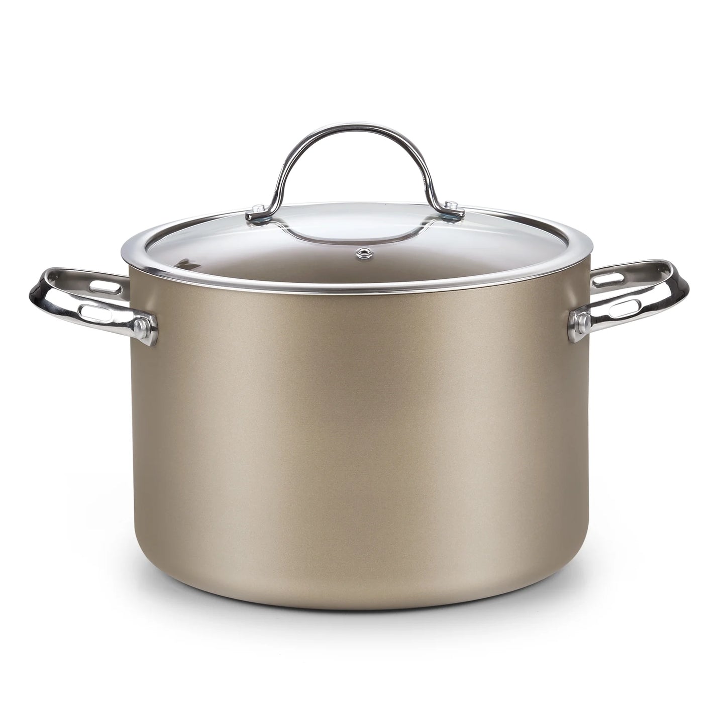 Hard Anodized Ceramic Nonstick 8-Quart Stock Pot with Glass Lid, Classic Induction Large Cooking Gumbo Pot, Ollas De Cocina, Bronze