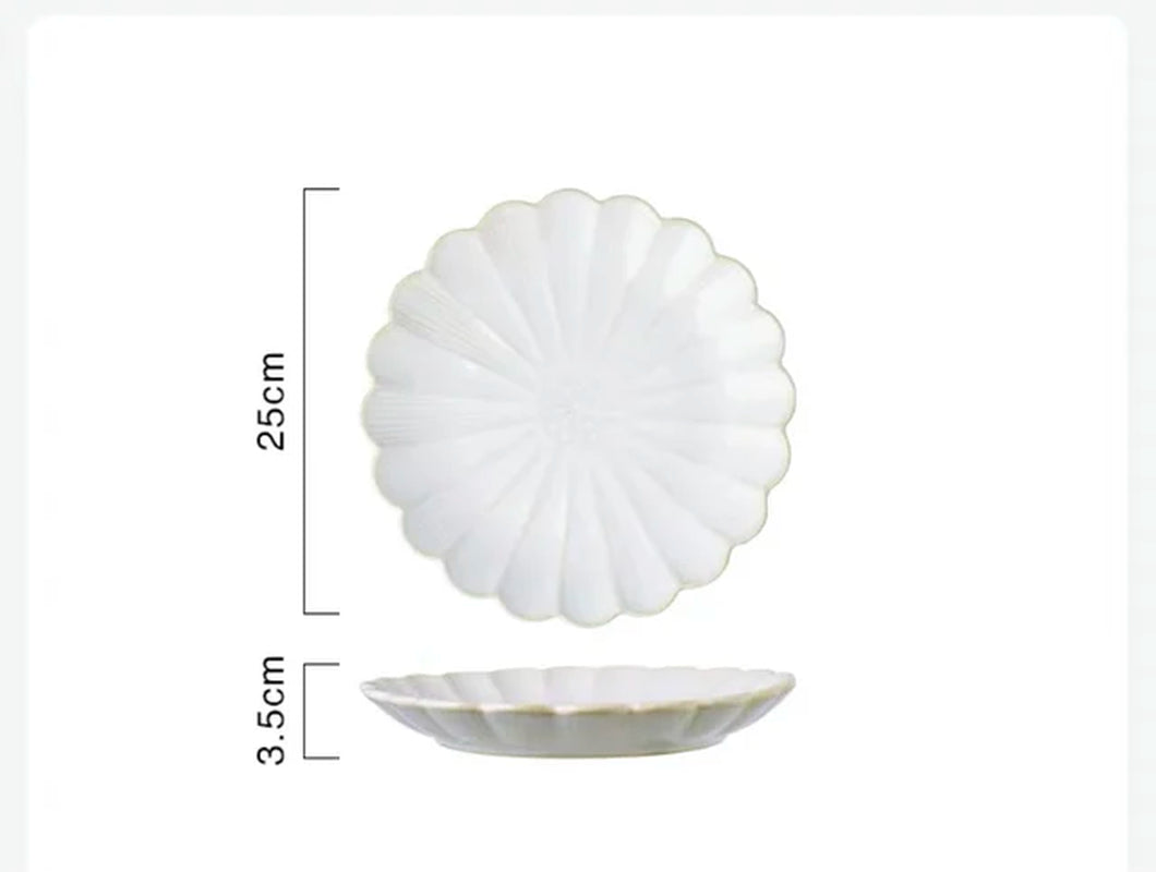Dinner Plate Home Patera Na Ciasto Nordic Ceramic Tableware Dinner Plate Net Red Steak Western Food Plate Petal Kiln Glazed