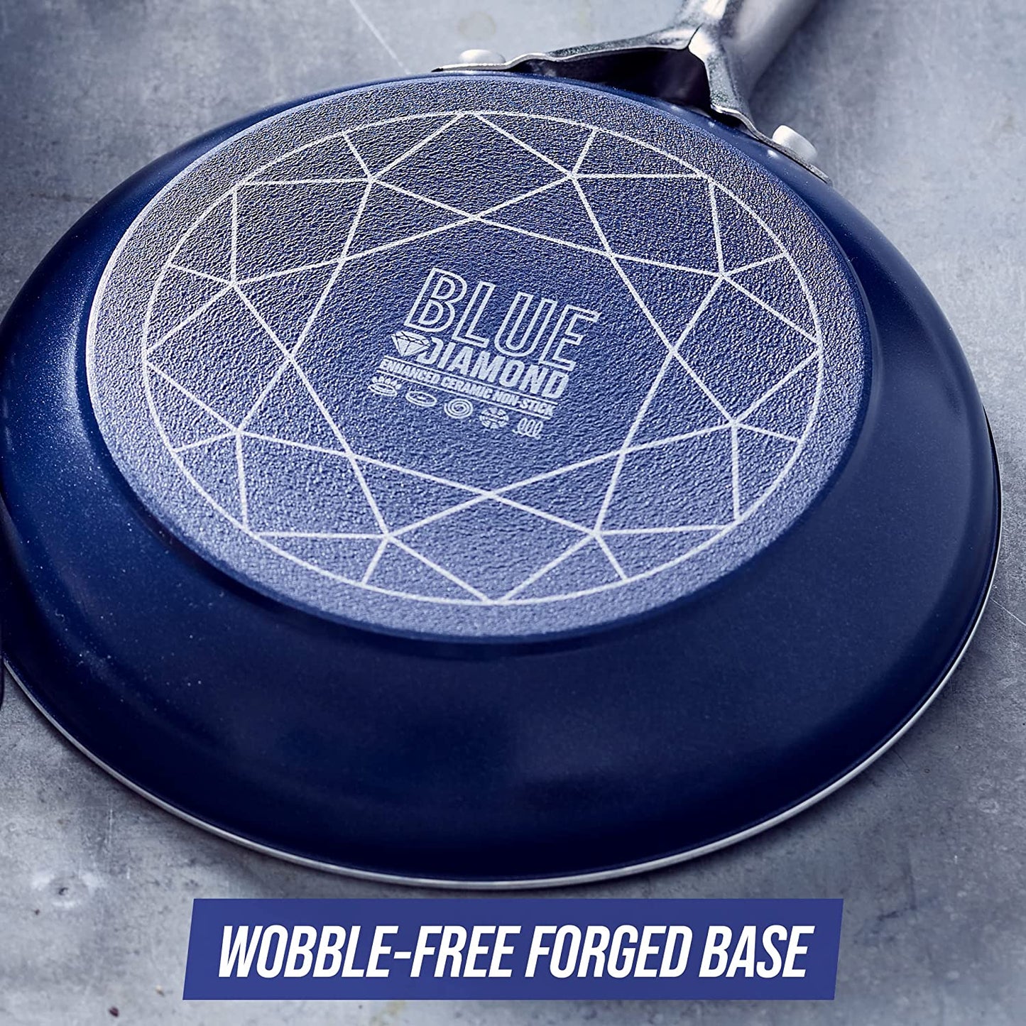 20 Piece Cookware and Bakeware Set, Diamond Infused PFOA Pfas-Free Ceramic Nonstick Pots and Pans, Durable Nontoxic Metal Utensil Safe & Scratch Resistant, Dishwasher & Oven Safe, Blue