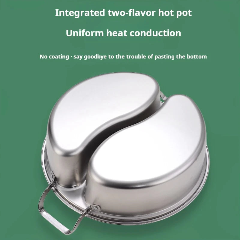 316 Stainless Steel 32Cm Divided Hot Pots Fondue Chinese Soup Hotpots Induction Cooker Cooking Pot Twin Divided