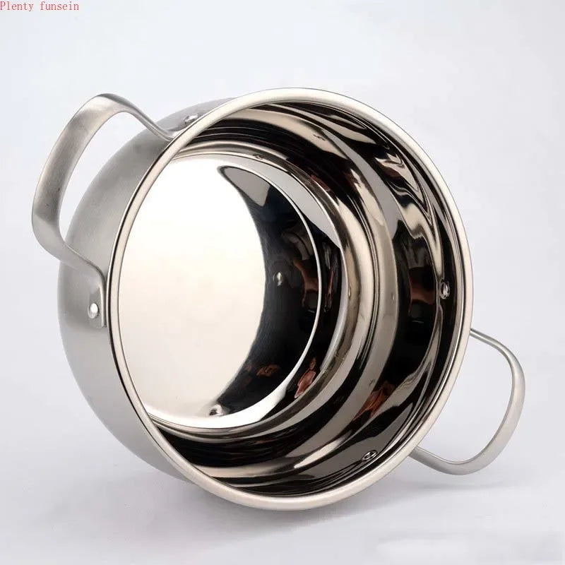 Stainless Steel Soup Pot Thickened Double Ear Milk Pot Double Bottom Non-Magnetic Hot Pot