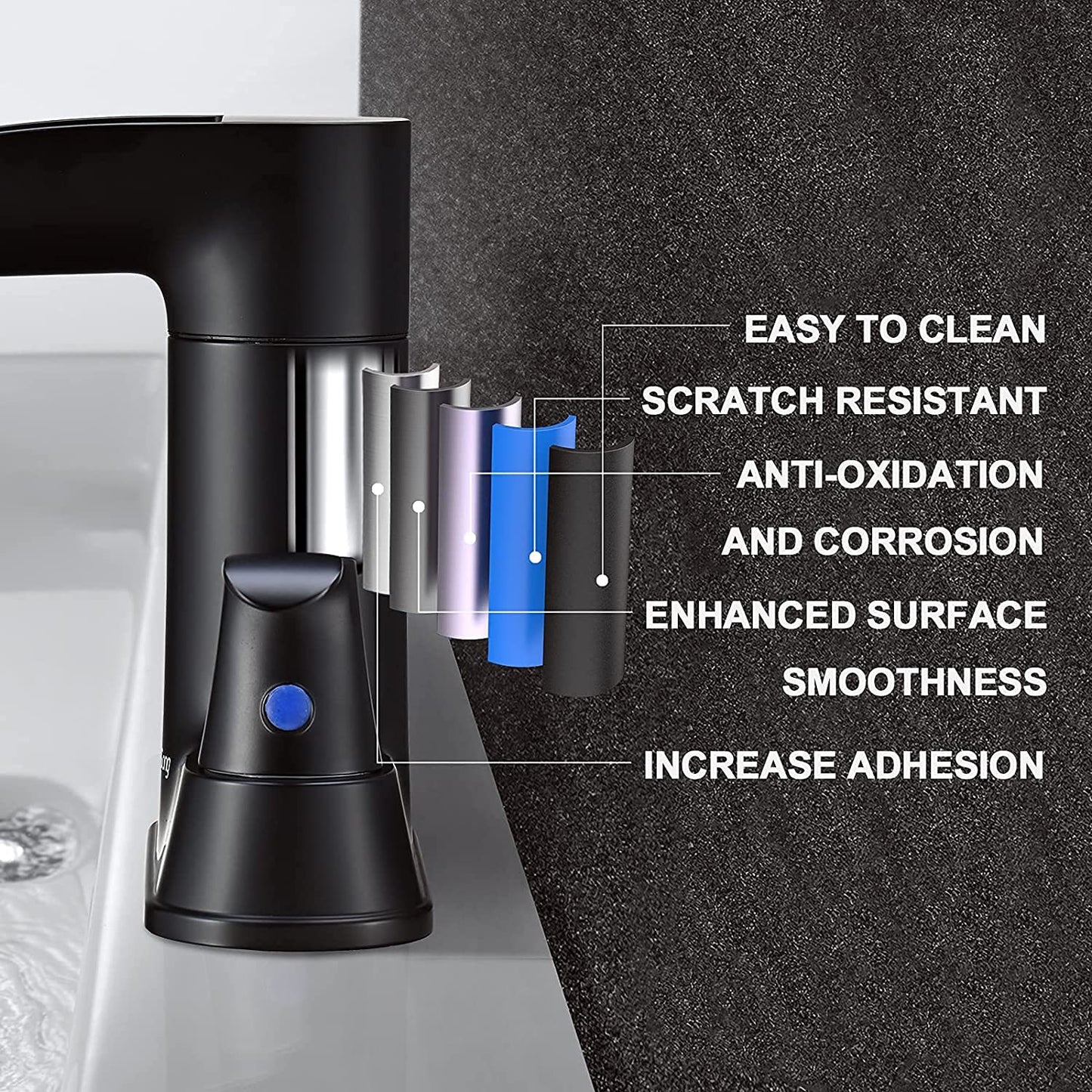 Black Waterfall Spout Bathroom Faucet, 2-Handle Bathroom Sink Faucet with Pop up Drain & Supply Lines, RV Lavatory Vessel Faucet 4 Inch Centerset Waterfall Bathroom Faucet, 2 or 3 Hole