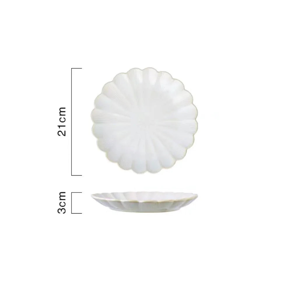 Dinner Plate Home Patera Na Ciasto Nordic Ceramic Tableware Dinner Plate Net Red Steak Western Food Plate Petal Kiln Glazed