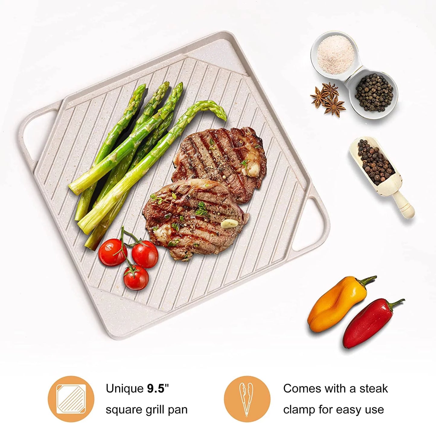 11 Pieces Pots and Pans Set Nonstick Cookware Sets Granite Kitchen Pot Set with Frying Pan, Grill Pan