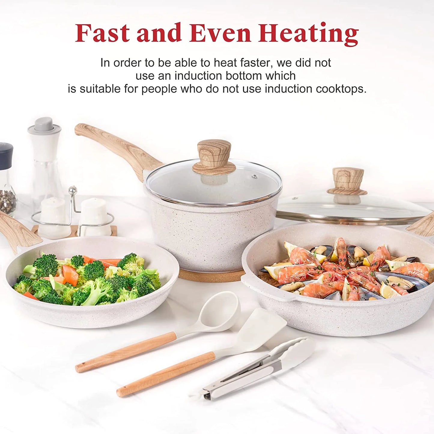 Pots and Pans Set Nonstick Cookware Sets Kitchen Cooking Pot Granite Frying Pans 20 Pieces