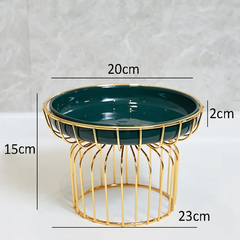 Home Iron Storage Bowl Storage Gold Metal Bowl Vegetable Green Ceramic Plate Tea Table Fruit Basket Cake Dishes Kitchen Supplies