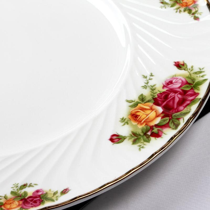 Chinese-Style Bone China European-Style Retro Household Tableware Plate Dishes Western-Style Plate Set Ceramic Gift Box