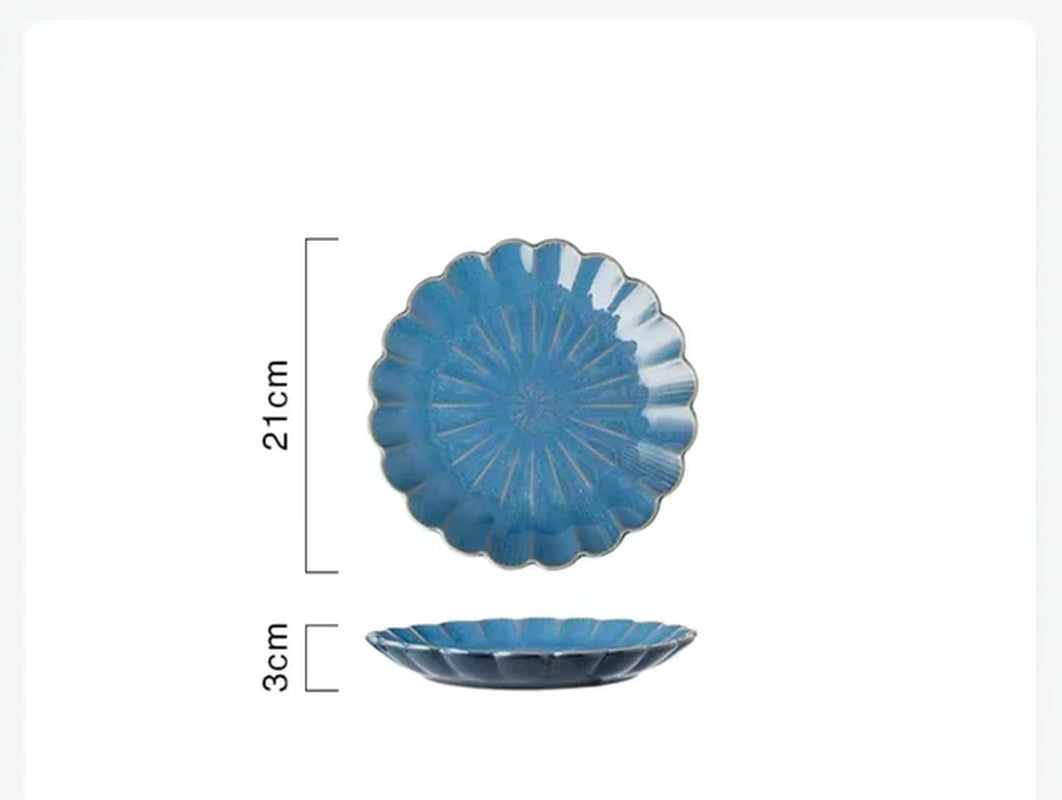 Dinner Plate Home Patera Na Ciasto Nordic Ceramic Tableware Dinner Plate Net Red Steak Western Food Plate Petal Kiln Glazed