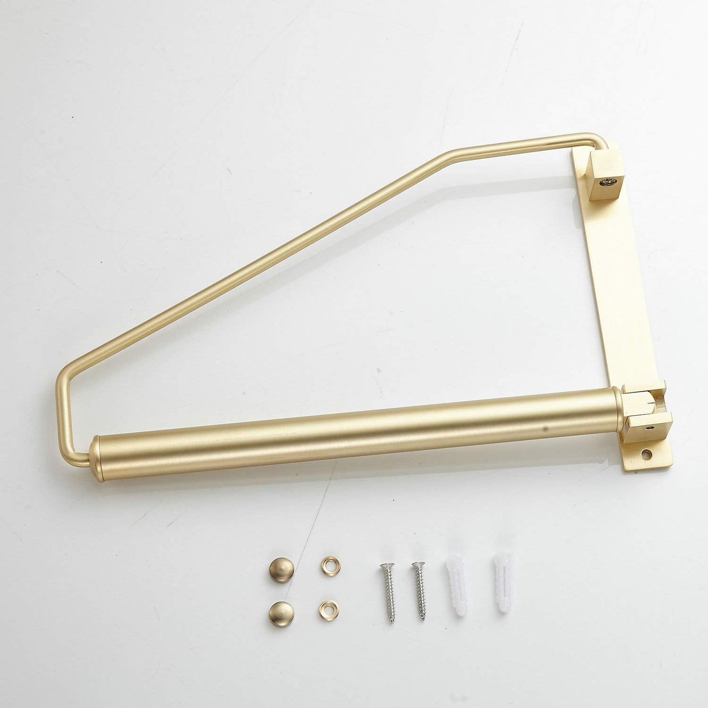 Folding Wall Mounted Clothes Hanger Rack Clothes Hook Solid Brass with Swing Arm Holder Clothing Hanging System Closet Storage Organizer Heavy Duty Drying Rack Wall Mount,Brushed Gold