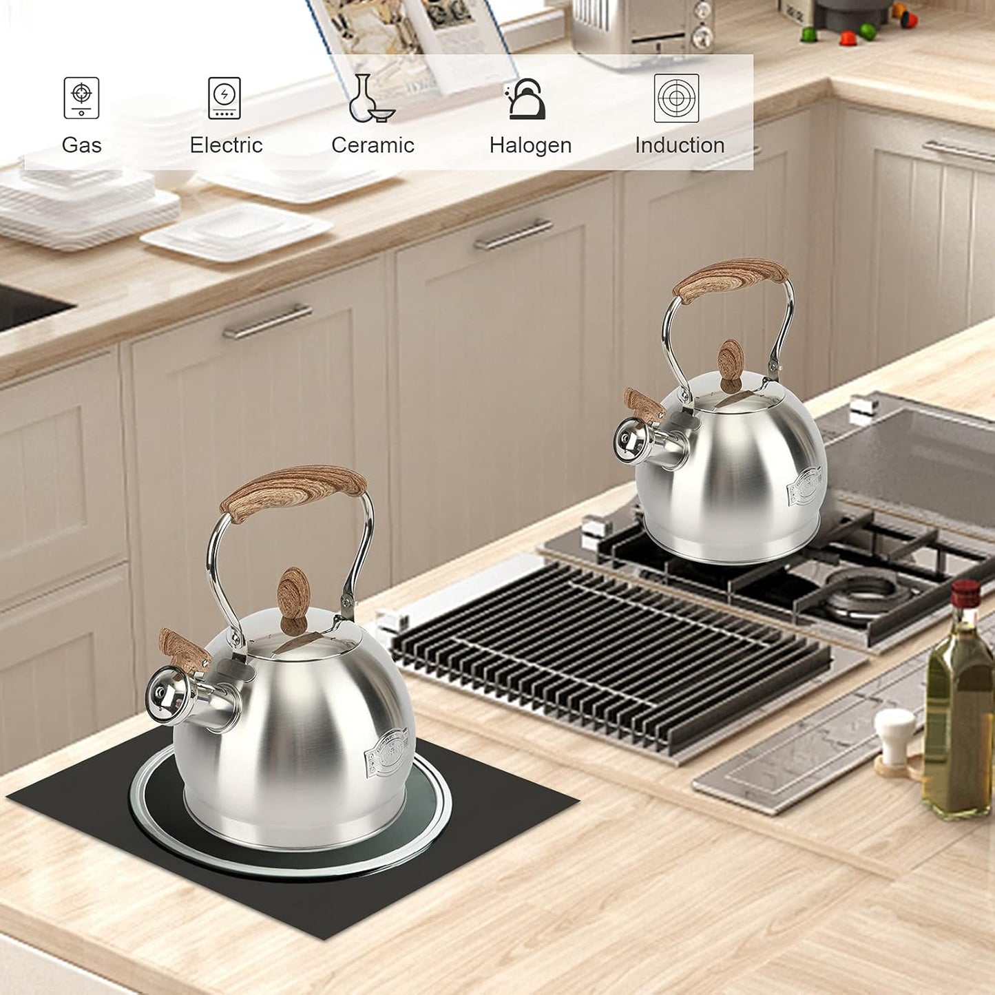 Tea Kettle - 2.8 Quart Tea Kettles Stovetop Whistling Teapot Stainless Steel Tea Pots for Stove Top Whistle Tea Pot(Silver)