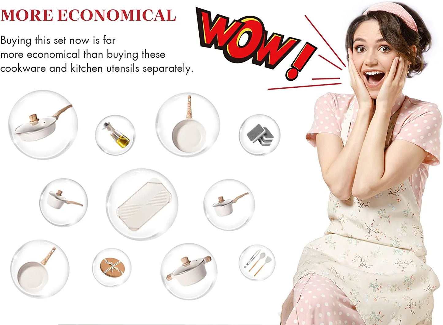 Pots and Pans Set Nonstick Cookware Sets Kitchen Cooking Pot Granite Frying Pans 20 Pieces