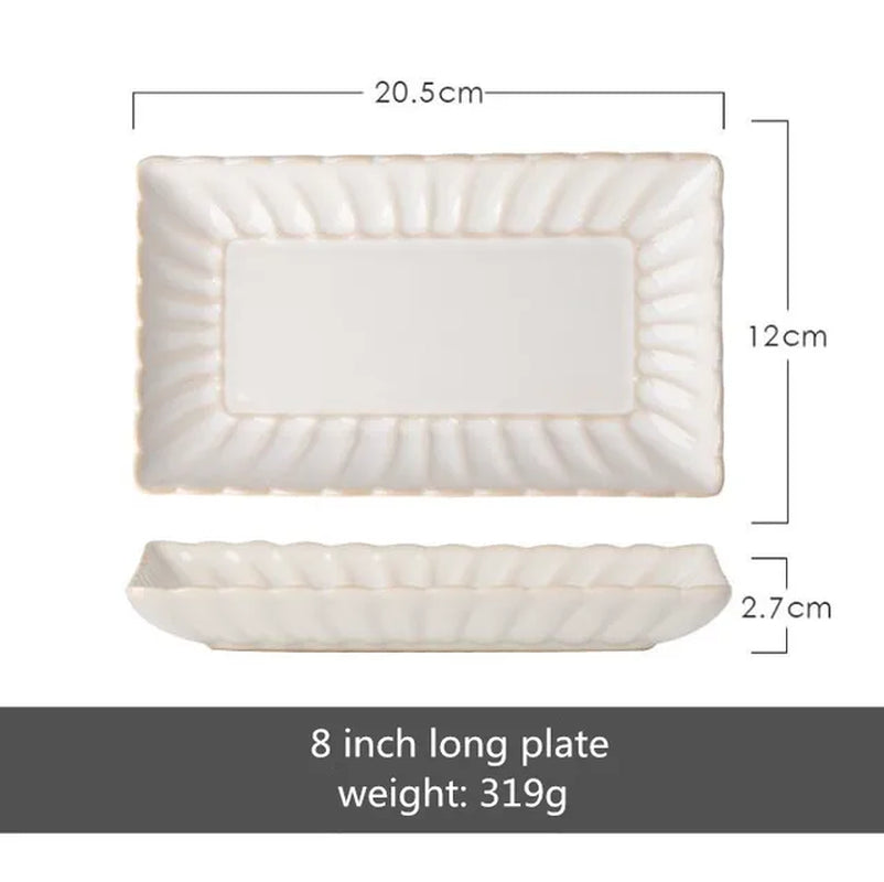 Retro Petal Dinner Plate Ceramic Kitchen Plate Tableware Set Food Dishes Rice Salad Noodles Bowl Soup Kitchen Cook Tool 1Pc