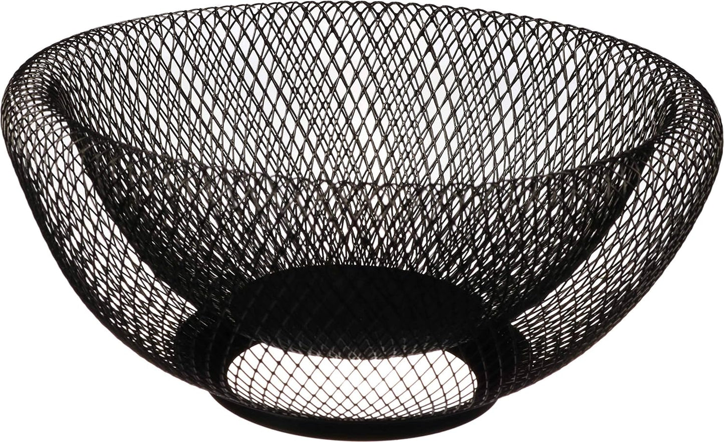Metal Wire Fruit Basket,Large round Storage Baskets for Bread,Metal Wire Bread Fruit Bowl Vegetable Stand Holder for Snacks,Modern Fruit Bowl Decorate Kitchen Counter,Black