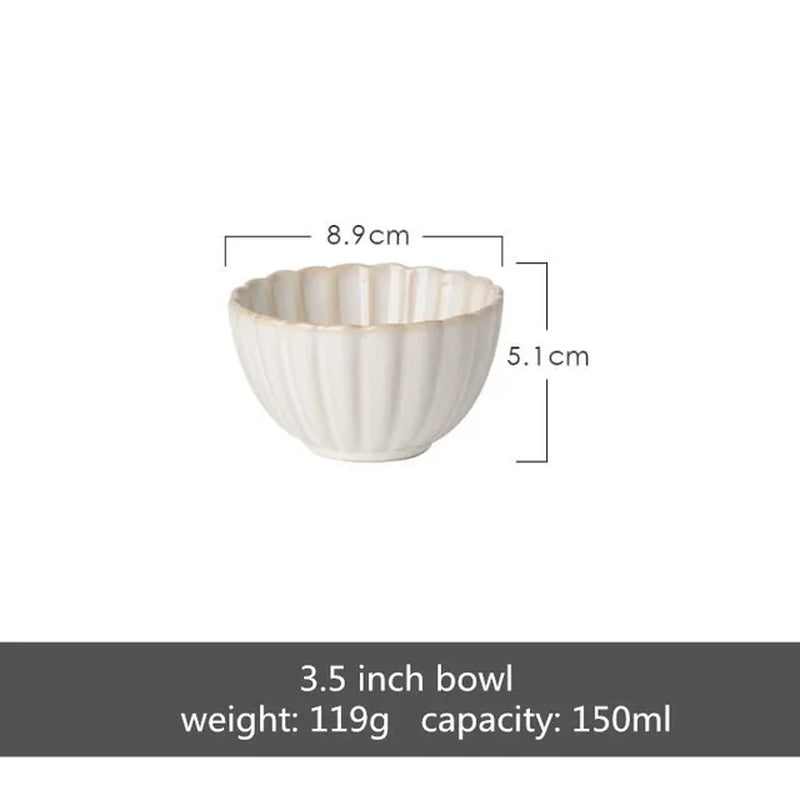 Retro Petal Dinner Plate Ceramic Kitchen Plate Tableware Set Food Dishes Rice Salad Noodles Bowl Soup Kitchen Cook Tool 1Pc
