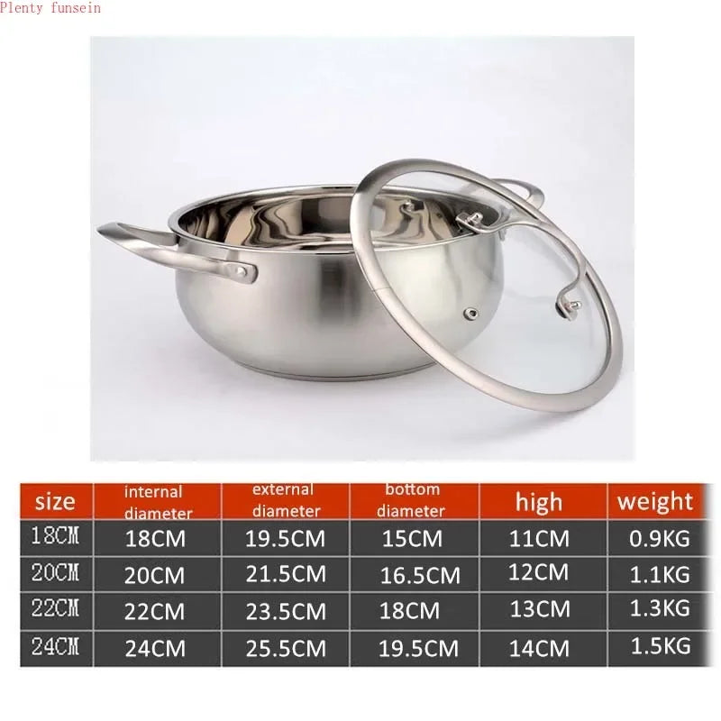 Stainless Steel Soup Pot Thickened Double Ear Milk Pot Double Bottom Non-Magnetic Hot Pot
