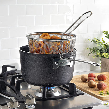 GRANITESTONE Stackmaster 15 Pcs Pots and Pans Set Induction-Compatible, Nonstick Cookware Set, Scratch-Resistant, Granite-Coated Anodized Aluminum, Dishwasher-Safe, Pfoa-Free