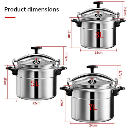 Large 3L/5L/7L Professional Pressure Cooker Heavy-Duty Aluminum Explosion-Proof Cooking Pots for Gas Cooker Pot