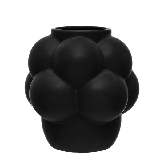 Stoneware Vase with Raised Dots and Matte Finish