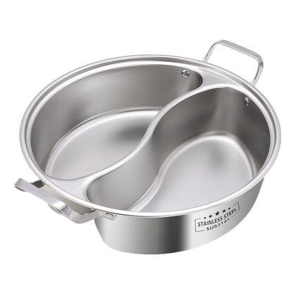 316 Stainless Steel 32Cm Divided Hot Pots Fondue Chinese Soup Hotpots Induction Cooker Cooking Pot Twin Divided