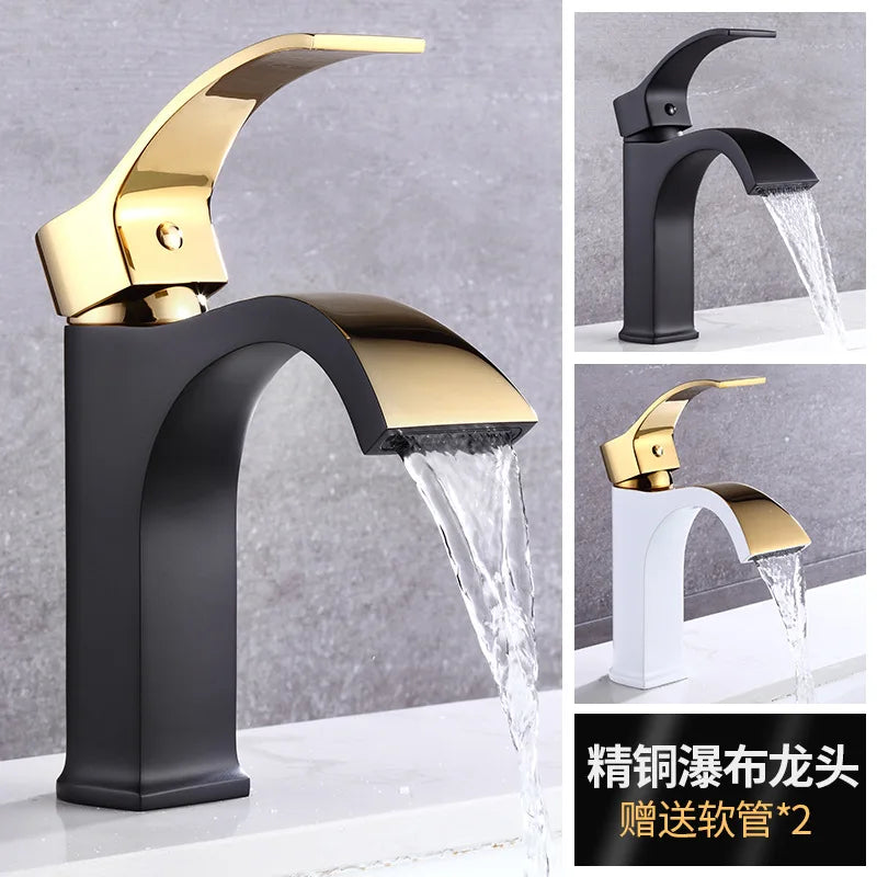Hot and Cold Wash Basin Faucet Bathroom above Counter Basin Wash Basin Household Waterfall Square Bathroom Faucet