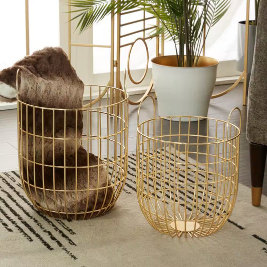 Metal Storage Basket with Handles (Set of 2)