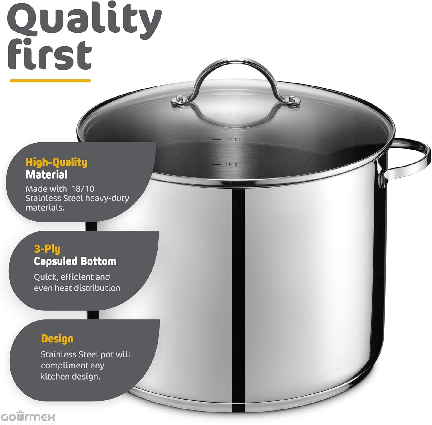 21-Quart Induction Stock Pot | Stainless Steel Soup Pot with See through Lid Glass Lid | Grade Heavy Duty Large Stockpot | Compatible with All Heat Sources | Dishwasher Safe
