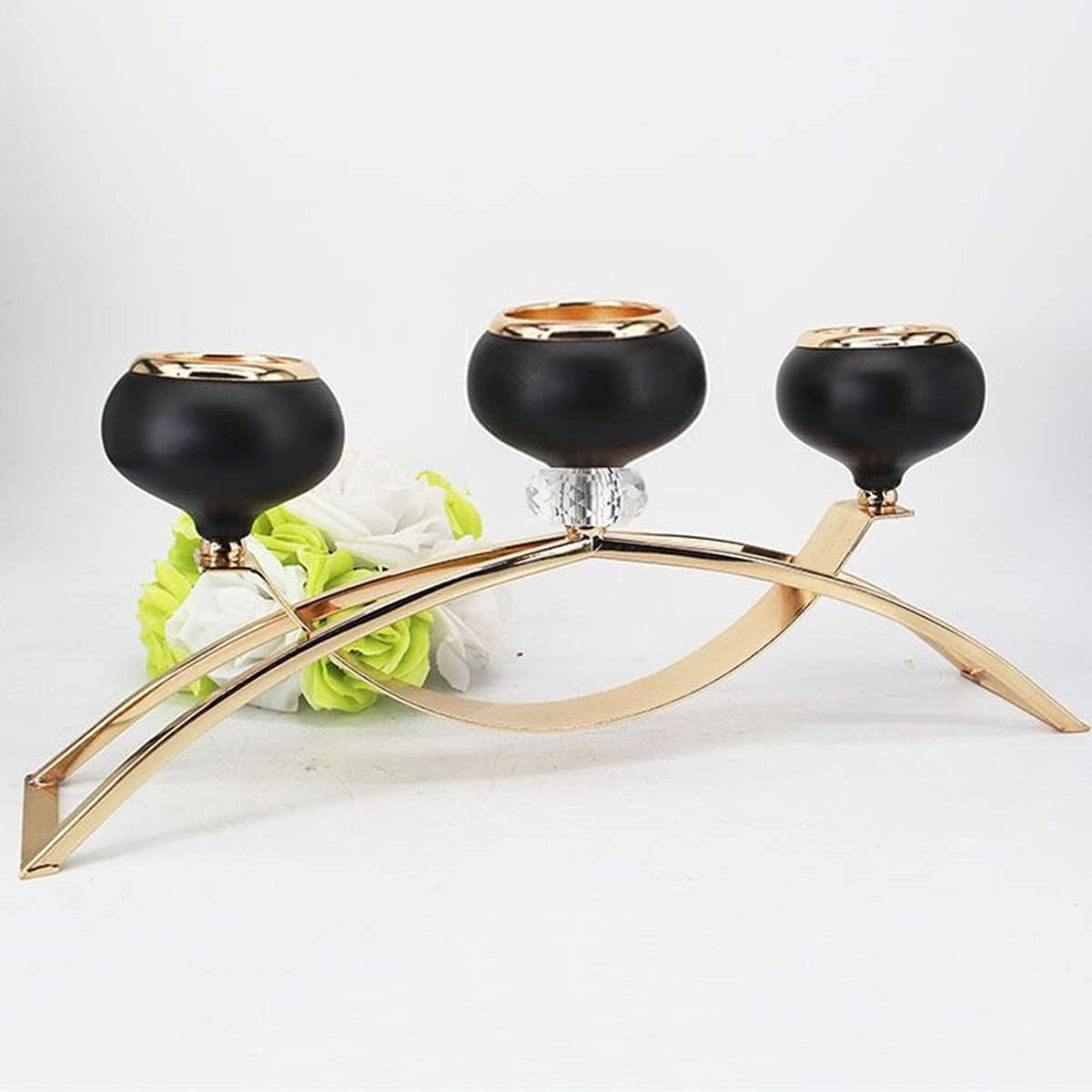 Candle Sticks Holder Black Candle Holder Candelabras with 3 Arm Beautiful Unique Fireplace Decorations Dining Table Decorations for Living Room Fireplace Centerpiece Table Decorations (A Gold & Black)