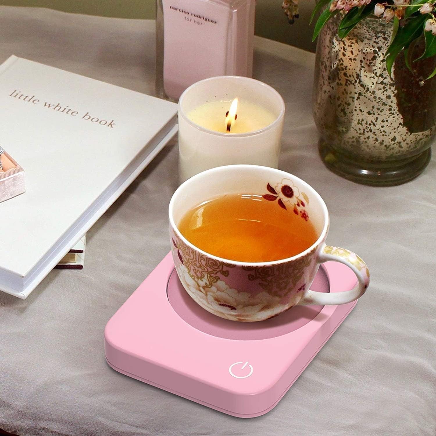 Smart Mug Warmer,  Coffee Mug Warmer for Desk with Auto Shut Off, Coffee Cup Warmer for Coffee Milk Tea, Candle Warmer (Pink-No Mug)