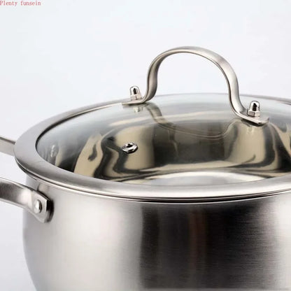 Stainless Steel Soup Pot Thickened Double Ear Milk Pot Double Bottom Non-Magnetic Hot Pot