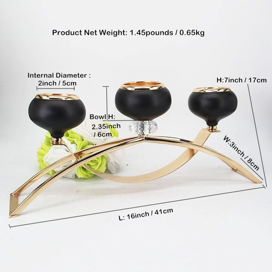 Candle Sticks Holder Black Candle Holder Candelabras with 3 Arm Beautiful Unique Fireplace Decorations Dining Table Decorations for Living Room Fireplace Centerpiece Table Decorations (A Gold & Black)