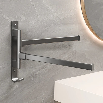 Bathroom Towel Rack Rotatable Towel Holder Rotatable Space Aluminium 2/3/4 Towel Bars Kitchen Shelf Hanger Wall Mounted