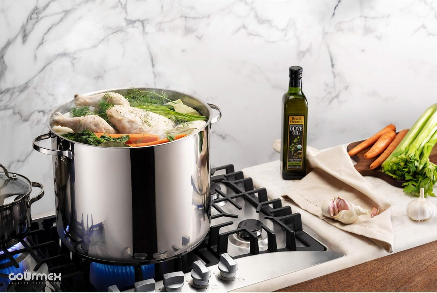 21-Quart Induction Stock Pot | Stainless Steel Soup Pot with See through Lid Glass Lid | Grade Heavy Duty Large Stockpot | Compatible with All Heat Sources | Dishwasher Safe
