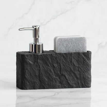 Soap Dispenser with Sponge Kitchen Sink and Bathroom Soap Dispenser Imitation Black Rock Liquid Hand and Dish Soap Dispenser