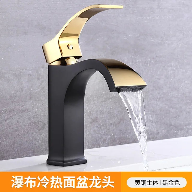 Hot and Cold Wash Basin Faucet Bathroom above Counter Basin Wash Basin Household Waterfall Square Bathroom Faucet