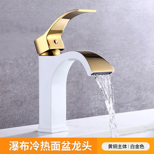 Hot and Cold Wash Basin Faucet Bathroom above Counter Basin Wash Basin Household Waterfall Square Bathroom Faucet