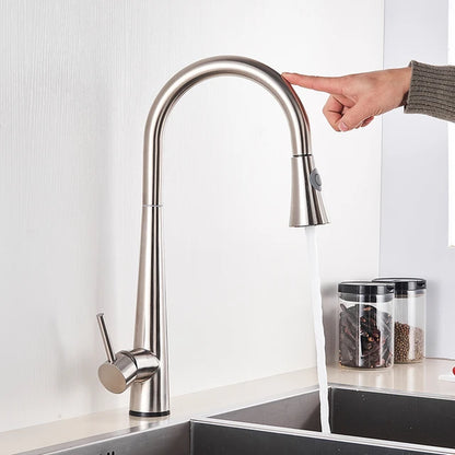 Touch Sense White Kitchen Faucet White Pull Out Kitchen Mixer Faucets Black Smart Sensor Stream Spray Mode Mixer Taps