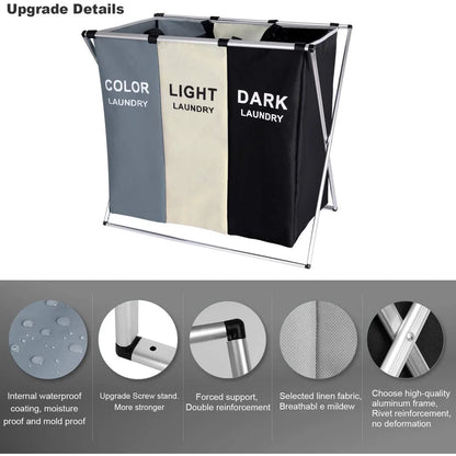 135L Large Clothes Laundry Hamper Sorter Waterproof Laundry Storage Bag Basket Sorter for Laundry Room Organization