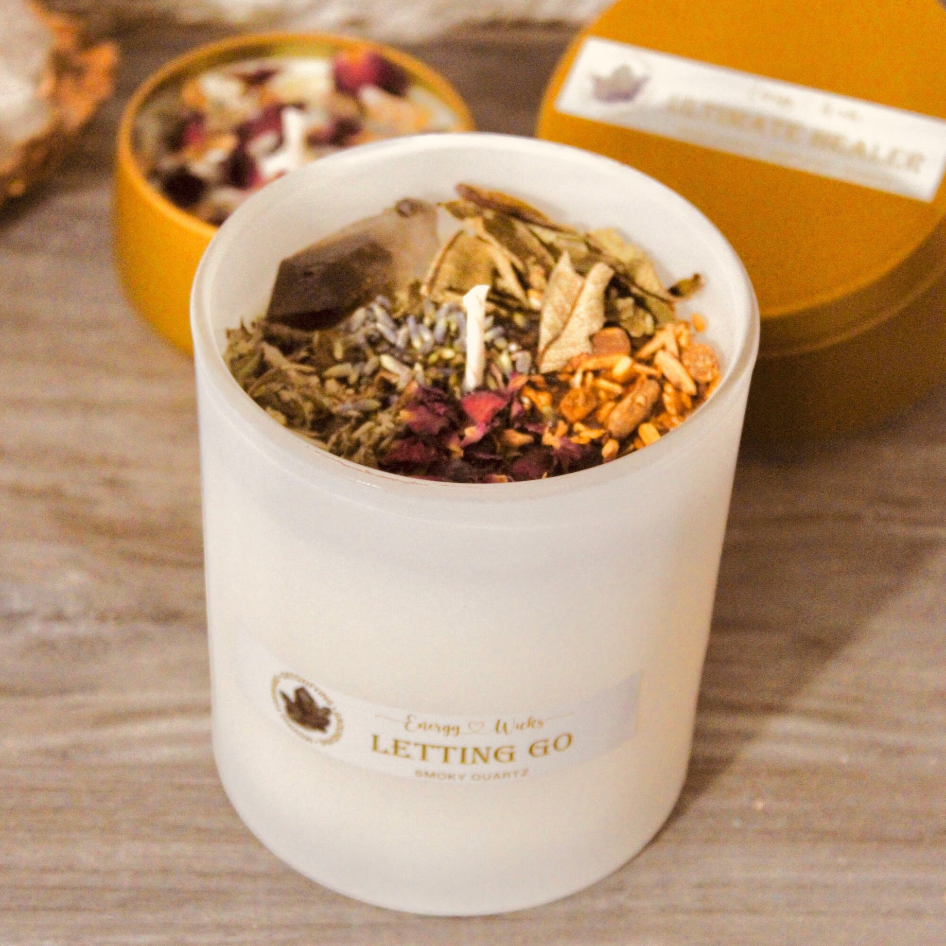 Cleansing Candle / Crystal Candle / LETTING GO / Palo Santo Candle / Spirtual / Meditation / Vegan / Intention Candle