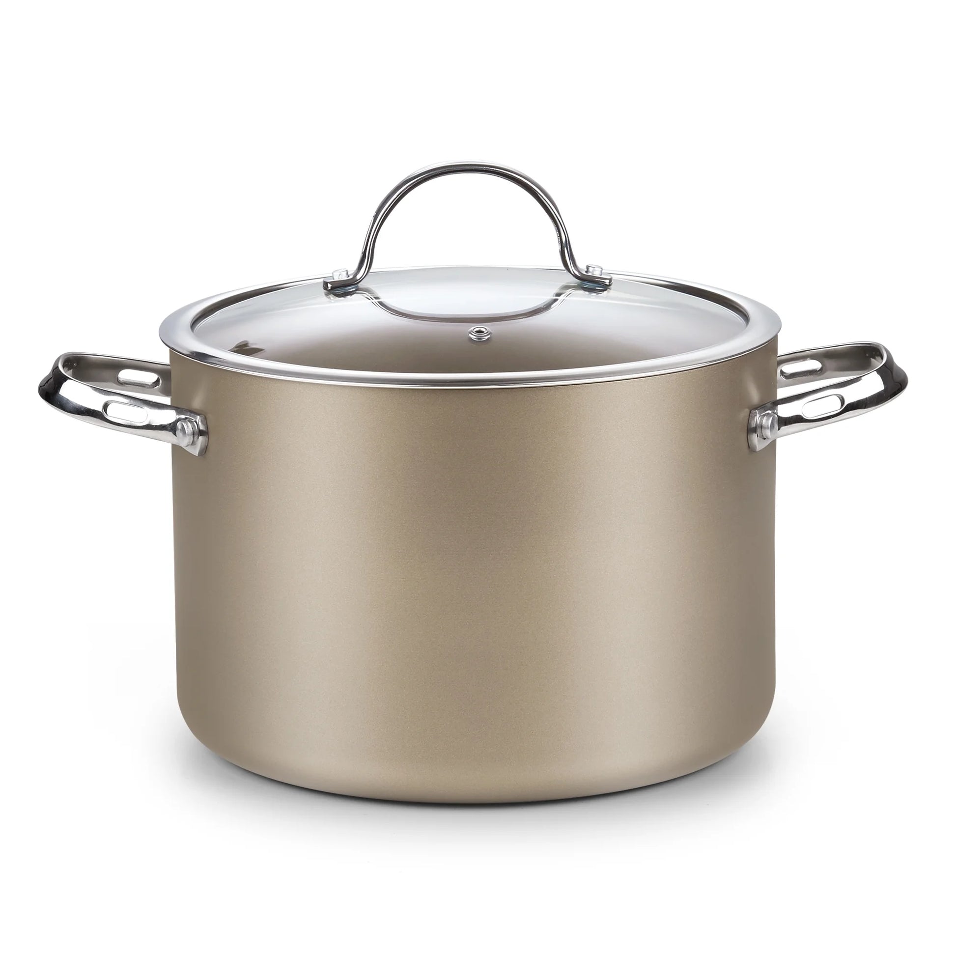 Hard Anodized Ceramic Nonstick 8-Quart Stock Pot with Glass Lid, Classic Induction Large Cooking Gumbo Pot, Ollas De Cocina, Bronze