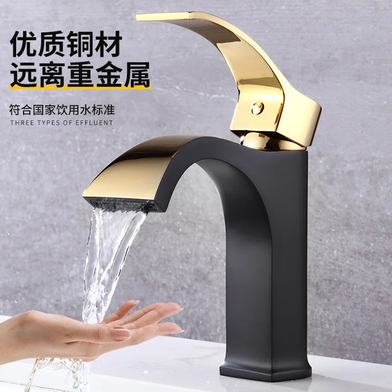 Hot and Cold Wash Basin Faucet Bathroom above Counter Basin Wash Basin Household Waterfall Square Bathroom Faucet