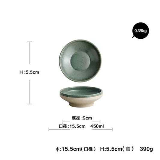 Exclusive  Mint Color Ceramic Dinner Plate Creative Western Big Steak Plate Salad Bowl